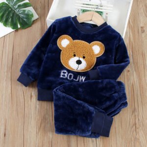Baby Flannel Pajama Set – Winter Warm Two-Piece Outfit for Boys & Girls *Sizes in CM