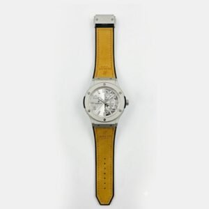 Luxury Skeleton Dial Watch for Men – Yellow Leather Strap, Stainless Steel Case, Automatic Style Designer Wristwatch